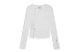 Matin Kim Snap Detail Slim Top Ivory TS062