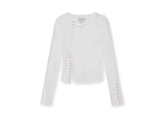 Matin Kim Snap Detail Slim Top Ivory TS062
