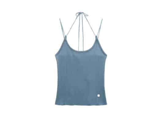Matin Kim Strap Halter Neck Knit Top Sky PO013