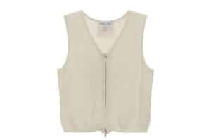Matin Kim Stripe Texture Knit Zip Up Vest Ivory KV006