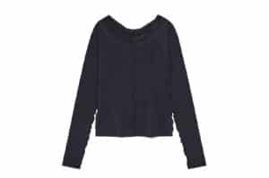 Matin Kim Wide Neck Raglan Long Sleeve Tee Charcoal TS013
