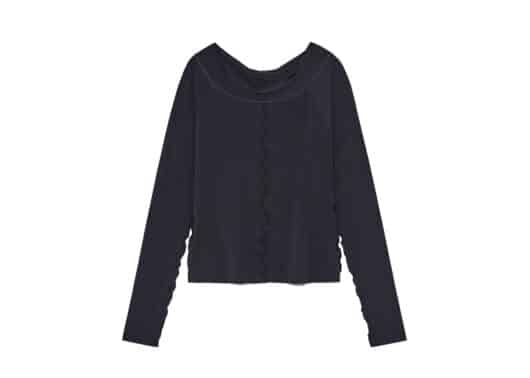 Matin Kim Wide Neck Raglan Long Sleeve Tee Charcoal TS013