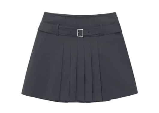 RAIVE Pleat Belted Mini Skirt Dark Navy VW5MS490
