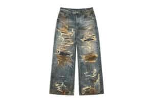 REGEN-ZONE-24FW-Destroyed-Spray-Washed-Denim-Pants-Blue