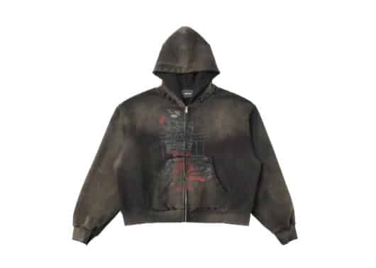 REGEN-ZONE-25SS-RIOT-American-Red-Eagle-Destroyed-Hoodie-Faded-Charcoal