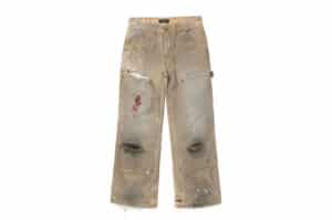 REGEN-ZONE-25SS-RIOT-Cross-Religion-Destroyed-Work-Pants-Dirty-White
