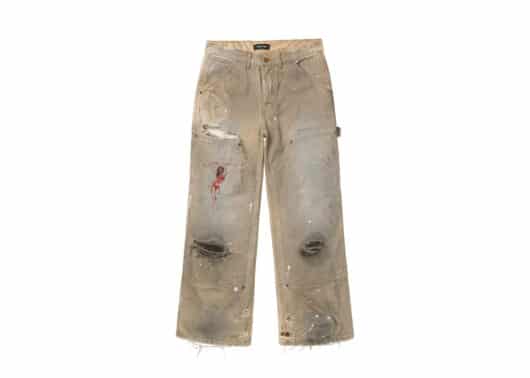 REGEN-ZONE-25SS-RIOT-Cross-Religion-Destroyed-Work-Pants-Dirty-White