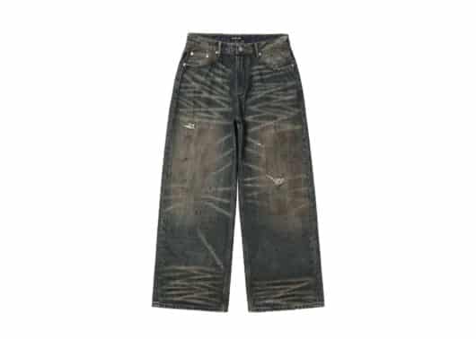 REGEN-ZONE-25SS-RIOT-Evil-Tribe-Oil-Stained-Whisker-Baggy-Pants-Dark-Blue