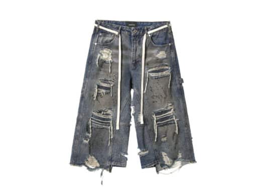 REGEN-ZONE-25SS-RIOT-Japanese-Okayama-Patchwork-Shorts-Denim-Blue