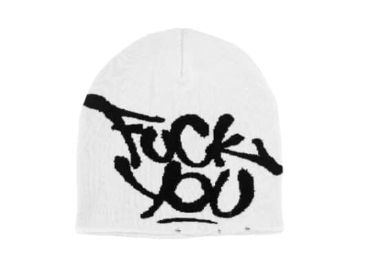 REGEN-ZONE-25SS-RIOT-Slogan-Two-Tone-Knitted-Beanie-White