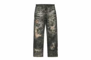 REGEN-ZONE-25SS-RIOT-Vintage-Patchwork-Digital-Spray-Denim-Pants-Grey