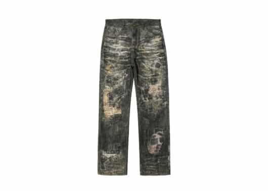 REGEN-ZONE-25SS-RIOT-Vintage-Patchwork-Digital-Spray-Denim-Pants-Grey
