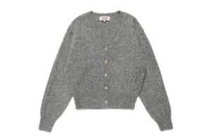 Rolarola-Cable-Line-V-Neck-Cardigan-Gray
