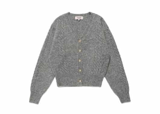 Rolarola-Cable-Line-V-Neck-Cardigan-Gray