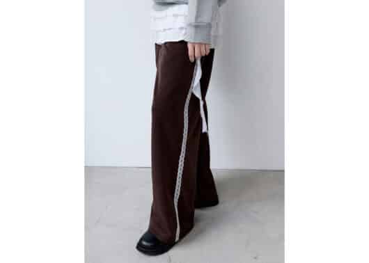 Rolarola-Lace-Wide-Track-Pants-Brown