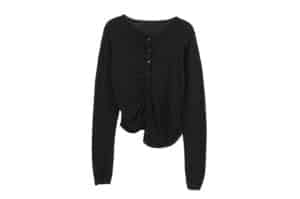 Rolarola-Shirring-Button-Unbalance-Cardigan-Black
