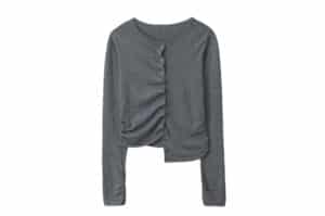 Rolarola Shirring Button Unbalance Cardigan Gray