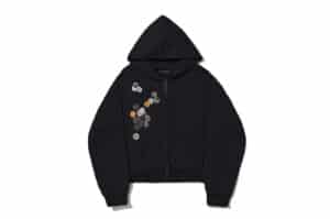 SOULDIVE-24FW-Badge-3D-Print-Destroyed-Zip-up-Hoodie-Black