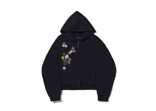 SOULDIVE-24FW-Badge-3D-Print-Destroyed-Zip-up-Hoodie-Black