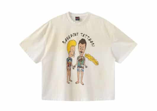 SOULDIVE-24SS-Cartoon-Character-Destroyed-Tee-White