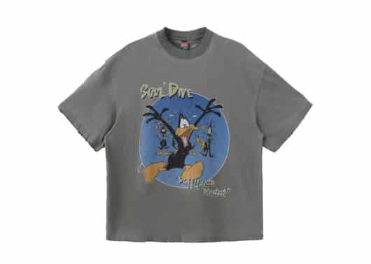SOULDIVE-24SS-Daffy-Print-Grey-Destroyed-Vintage-Tee-Grey