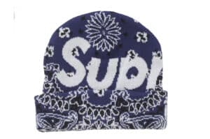 Supreme Bandana Big Logo Beanie Blue (FW24)