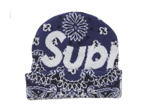 Supreme Bandana Big Logo Beanie Blue (FW24)