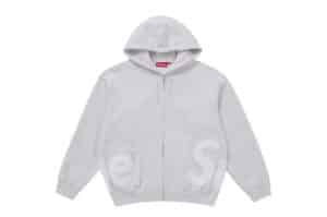 Supreme Big Logo Zip Up Hooded Sweatshirt Ash Grey