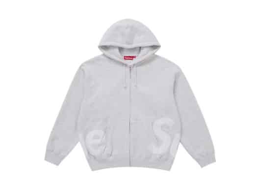 Supreme Big Logo Zip Up Hooded Sweatshirt Ash Grey