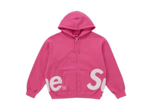 Supreme Big Logo Zip Up Hooded Sweatshirt Magenta