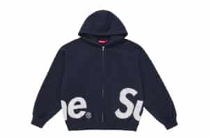 Supreme Big Logo Zip Up Hooded Sweatshirt Navy