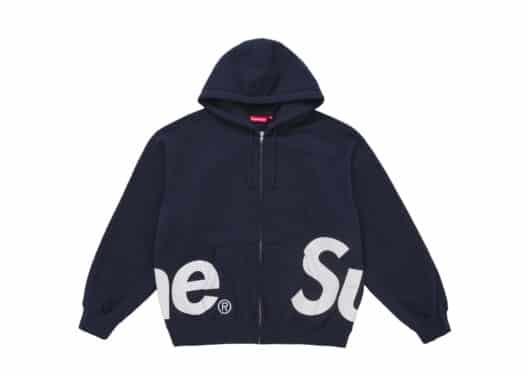 Supreme Big Logo Zip Up Hooded Sweatshirt Navy