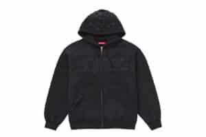 Supreme-Leather-Applique-Zip-Up-Hooded-Sweatshirt-Black