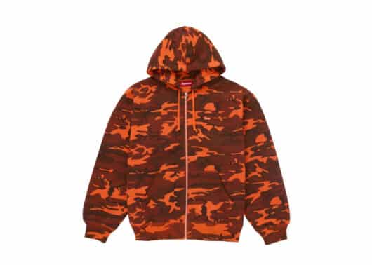 Supreme Small Box Zip Up Hooded Sweatshirt (SS25) Bright Orange Camo