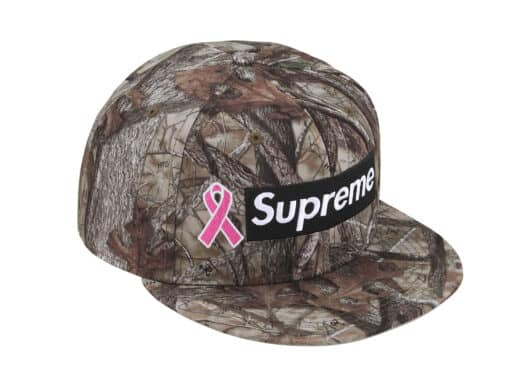 Supreme x New Era Breast Cancer Awareness Box Logo Fitted Hat Woodland Camo
