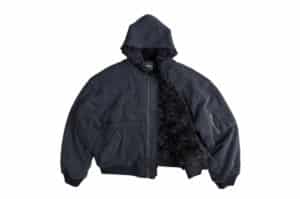 UNKNOWNWORLD Distressed Fur Bomber Hooded Jacket Black UN241101