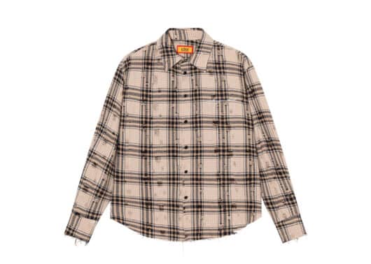 A Few Good Kids Distressed Plaid Shirt Natural