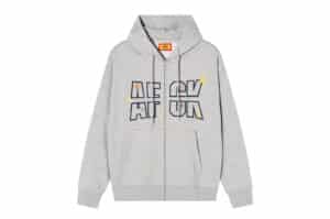 A Few Good Kids Ethnic Embroidered Broken Letter Zip Up Hoodie Grey