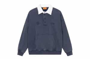 A Few Good Kids Washed Embroidered Collar Crewneck Blue