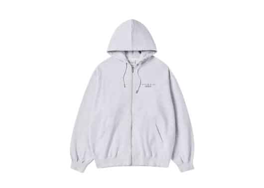 ADLV Ac Bear Basic Logo Zip Up Hoodie Grey Front View