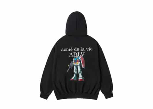 ADLV Mobile Suit Gundam Basic Logo Zip Up Hoodie Black Back View