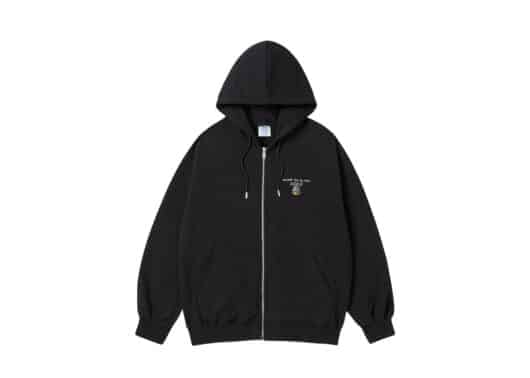 ADLV Mobile Suit Gundam Basic Logo Zip Up Hoodie Black Front View