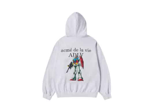 ADLV Mobile Suit Gundam Basic Logo Zip Up Hoodie White Back View