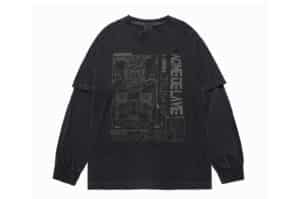 ADLV Mobile Suit Gundam Pigment Double Layer L:S Tee Black Front View