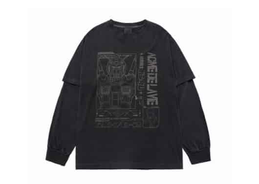 ADLV Mobile Suit Gundam Pigment Double Layer L:S Tee Black Front View