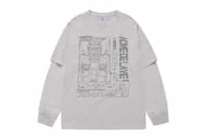 ADLV Mobile Suit Gundam Pigment Double Layer L:S Tee White Front View