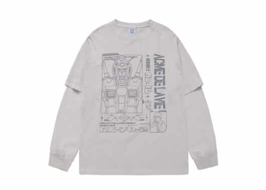 ADLV Mobile Suit Gundam Pigment Double Layer L:S Tee White Front View