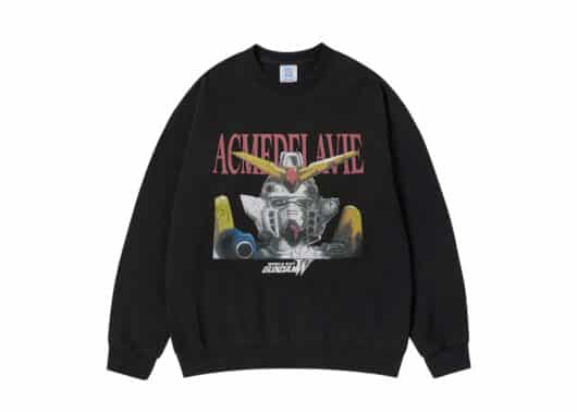 ADLV Mobile Suit Gundam Wing Portrait Crewneck Black Front View
