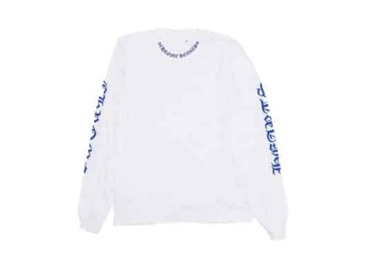 Chrome Hearts Neck Logo Long Sleeve Tee White Blue Front View