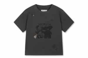 Matin Kim Animal Graffiti Graphic Crop Top Charcoal TS201